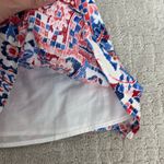 Loft Scribble Ruffle off the Shoulder Dress red white Blue White Mexican inspire Photo 5