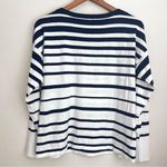 J. McLaughlin  navy blue white striped sweater long sleeve boat neck coastal M Photo 1