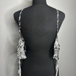 EXPRESS Tie Back Cropped Halter Tank Top Blouse Geo Chevron Black White Size M Photo 3