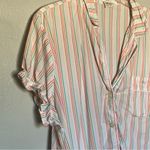 J.Crew Rainbow Striped Short Sleeves Button Down Shirt Top Pajama Plus XXL 2X Photo 1