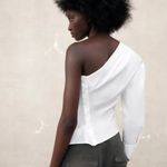 ZARA NEW! ASYMMETRIC POPLIN WHITE TOP ONE SHOULDER size Medium Photo 1