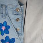 No Boundaries  Hippie Denim Overalls Shorts With Embroidered Flowers Size L Photo 6