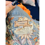 Johnny Was  Desi Floral Embroidered Denim Jean Jacket Boho Size Small Photo 8
