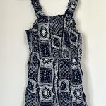 BP NWT by Nordstrom Smocked Bodice Romper Geometric Black White Bandana Photo 1