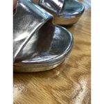 Aquatalia Melly Heels Women's 11 Silver Leather Block Preppy Party/Cocktail S72 Photo 9