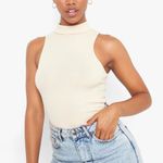 Boohoo NWT  Roll Turtleneck Sleeveless Bodysuit - Stone Photo 0