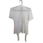 Moa Moa  White Draped Open Front Short Sleeve Cardigan Cover-Up – Size L Photo 1