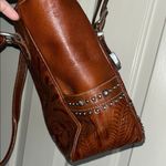 American West Brown Studded Leather Tote Bag Photo 5