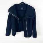 Gap Classic Black 100% Cotton Full Zipper Crochet Knit Long Sleeves Jacket Small Photo 6
