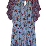 Umgee + Floral Mixed Print Split Neck Ruffle Sleeve Romper Sky Blue Plus Size 2X Photo 2