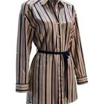 EXPRESS  Size Medium Shirt Dress Striped Blue, Red and White & Waist TiemPreloved Photo 1