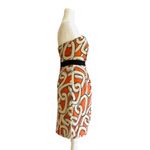 The Limited  Dress Orange Cream Chainlink Strapless Faux Wrap Drape Front Size 0 Photo 3