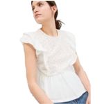 Gap NWT Organic Cotton Vintage Lace Flutter Sleeve Peplum Top BLACK XS Photo 3