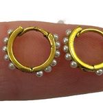 Spartina 449 14k gold plated faux seed pearl tiny huggie hoop earrings Photo 1