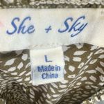 She & Sky Olive green and white mock neck tie side top size large Photo 5