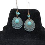 Unique Ethnic Boho Style Beaded Bronze Turquoise Classic Drop Earrings Blue Photo 0