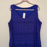 Tiana B Dress Blue Embroidered Lace Scoop Neck Shift Dress Sz XXL NWT Photo 1