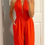 Free People  Red / Coral Halter Neck Jumpsuit Photo 1
