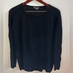 Vince cashmere black long sheer sleeve back pullover top Photo 0