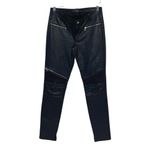 ZARA  Trafaluc Womens Faux Leather Flat Front Slim Skinny Biker Pants Black Small Photo 3