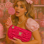 Juicy Couture Pink Flash Run the World Shoulder Barrel Bag Ruched Faux Leather Photo 0