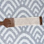 Faux Leather Cognac Brown Cream Crochet Waist Belt Small Photo 3