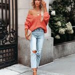 VICI NEW -COLE VALLEY CHENILLE SWEATER - SALMON ORANGE Photo 6