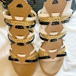 Just Cavalli  women's 39 EU gold braided strappy buckle chunky heel sandals Photo 3