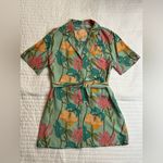 Lulus  Totally Tropical Light Green Floral Print Button-Up Shirt Dress Photo 5
