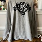 Laura Scott Sweatshirt Size 2X Gray and black Long sleeve sweatshirt Black sequins and designs on the front. Photo 0