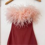 House Of CB ALEXA Warm Pink Mini Dress Feather Trim Photo 4