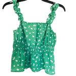 H&M Green White Floral Sleeveless Peplum Shirred Tank Top Blouse Size Small Photo 1