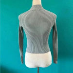 ZARA  ribbed light blue turtleneck tight long sleeve sweater in size small Photo 2