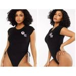 Savage X Fenty NEW 70’s Ruched Terry Thong Teddy in Black Size Medium Women’s Photo 1