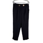 DO+BE  Collection Pants Large Black Gold Buttons Pockets Stretch Cuffed New Photo 2