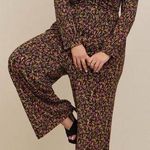 Torrid Studio Knit Floral Wide Leg Jumpsuit Sz 3 Long Sleeve Button Front Photo 0