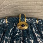 Judith Leiber Python Evening Bag medium clutch cross body purse blue w/ clasp Photo 4