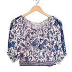 Joie NWT  Floral Crop Top & Wide Leg Boho Pant Set Blue Purple Women’s Size Small Photo 6