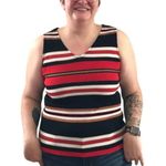 Avon Fashions Large Sleeveless Tank, White Black Red Gold Tank Top, 70s Tank Top Photo 6