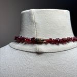 Stone Chip 16 in Necklace Garnet Gold tone Barrel Clasp Vintage Red Photo 1