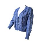 Forever 21 Womens size medium sweater Cornflower blue Cable Panel knit button up cardigan‌‌ Photo 6