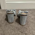 Light Blue Textured Satin Heels with Bow Size 8 Photo 3