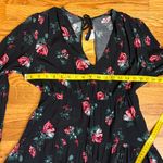 A New Day Womens XS Black Pink Floral Print V-neck Long Sleeve Midi Dress Spring Photo 3