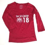 Old Navy Vintage 3/4 Sleeve Red V Neck Graphic Tee French Style Sz Small Photo 0