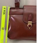 Vintage 80s Cognac Faux Leather Purse Shoulder Bag detachable double strap Brown Photo 13