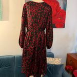 Source Unknown Vintage Unbranded Dress 8 Black Floral Print 100% Polyester Fit Flared No Tags Photo 3