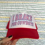 I Brake For Cowboys Trucker Hat Red Photo 0