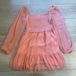 Wilfred  x Aritzia Tempest Dress Chiffon Peach Long Sleeve Smocked Mini Size M Photo 1