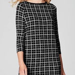 J Jill Wearever Womens Black Windowpane Tunic Top Sz L Office Career Minimalist Size L Photo 0