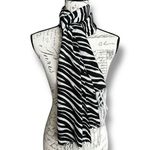 Pashmina Scarf Shawl Wrap White Black Zebra Animal Stripe Fringe 28" x 60" Photo 1